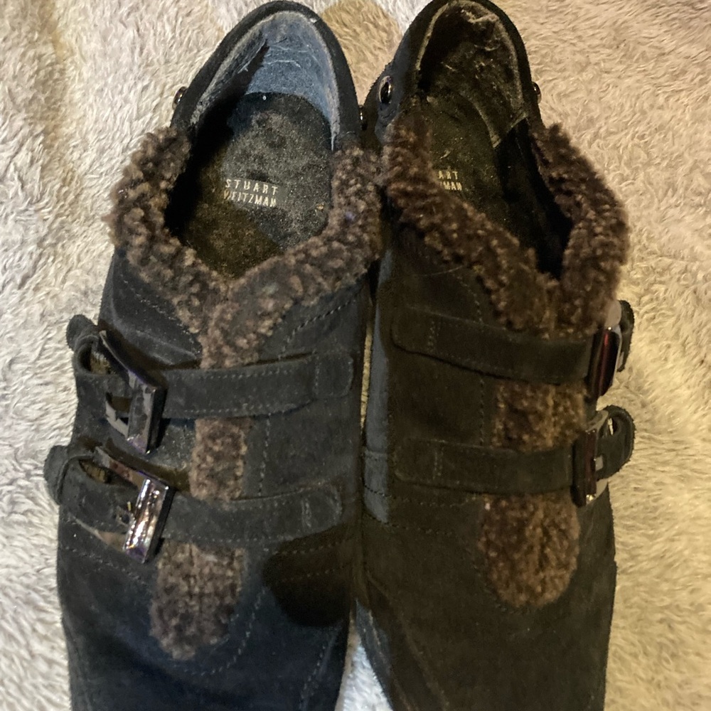 Stuart Weitzman Men's Black and Brown Suede Loafers